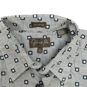 Fernando Pena Geometric Button Down Vintage Mid-Century Modern Mod Squares Sz L